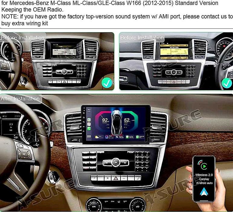 Мултимедия за Mercedes Benz ML GL W166 X166 навигация Android 2DIN