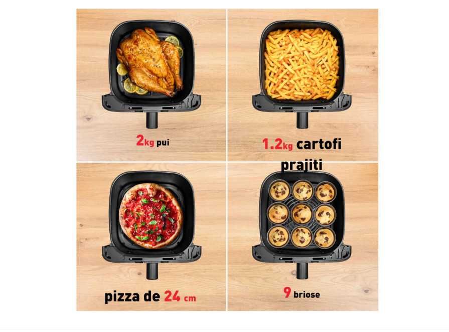 Friteuza cu aer cald Tefal Easy Fry Mega air fryer EY855BE0 2020W capacitate 7.5 L 8 programe automate vas detasabil antiaderent display LCD sigilata