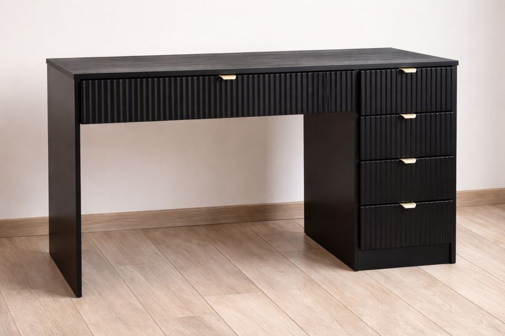 Birou modern premium negru – design elegant cu sertare