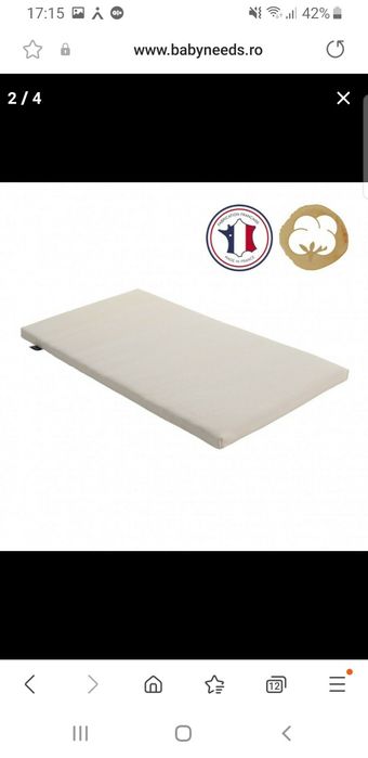 Saltea patut copii Candide 120 cm x 60cm x 4cm pentru calatorii