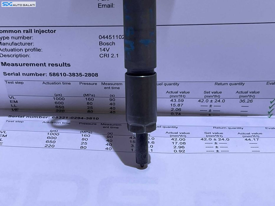 Injector Injectoare Verificat pe Banc cu Fisa Peugeot Partner 1.6 HDI 2008 - 2017 Cod 0445110239 [M9673]