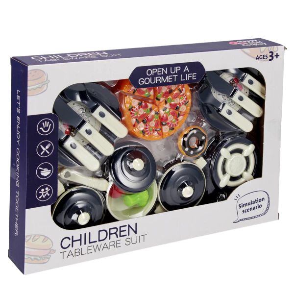 Set ustensile bucatarie, jucarie farfurii si tacamuri,,34x24x5 cm