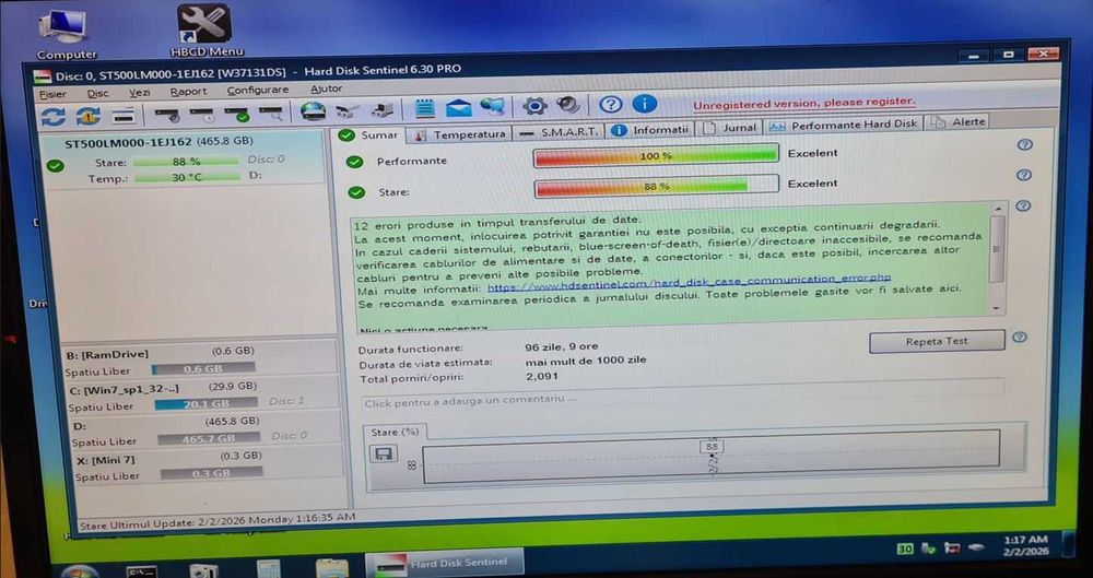 4.HDD Laptop Seagate THIN SSHD, 500GB, 5400rpm, 64MB, SATA 3