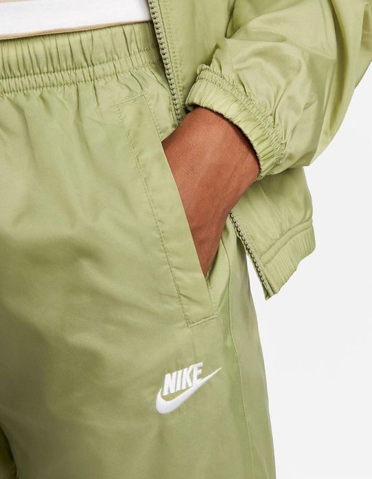 NIKE Tracksuit Mens Sportswear Football Woven Lined Green White Size L