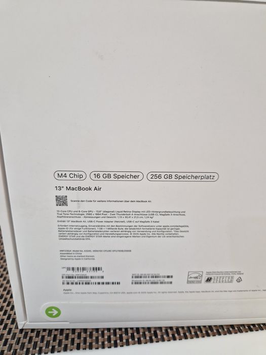 MacBook Air 13 M4 256GB SSD 16GB SIGILATE //