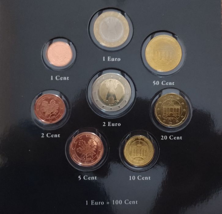 Германия, албум с монети до и след приемане на еврото.