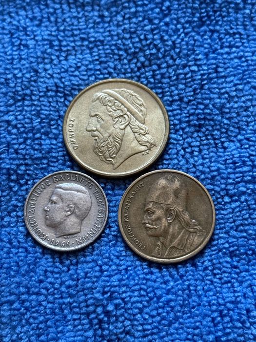 Стари гръцки монети драхми 1 - 1966г 2 - 1980г 50 - 1988г