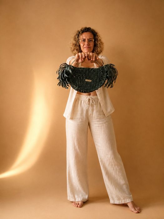 Geanta handmade Boho unica verde
