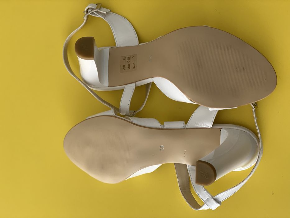 Sandale piele naturala alba