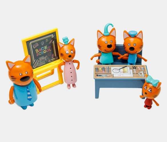 Детский игровой набор "Три Кота" школа, фигурки из мультфильма