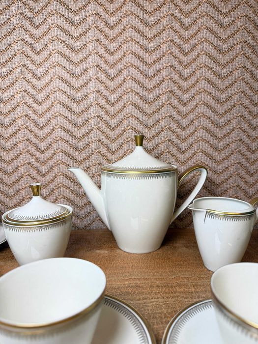 Set de ceai porțelan fin – Bavaria, model elegant cu margini aurii