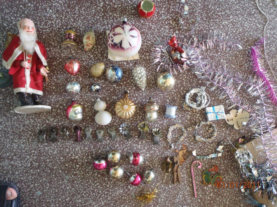 Уникални ретро СТЪКЛЕНИ коледни играчки за елха.