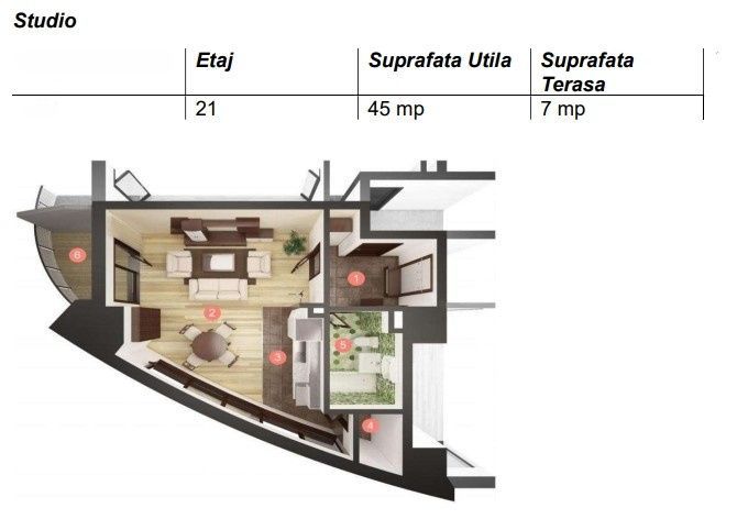 Apartament semifinisat, 45mp, balcon, zona Calea Floresti