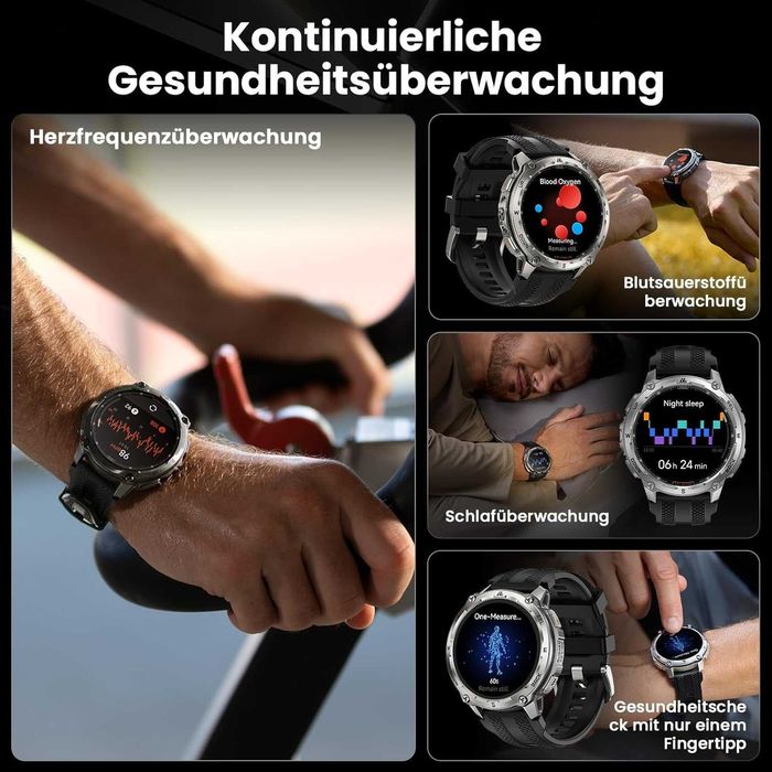 Ceas inteligent GPS KOSPET Tank T4 pentru bărbați, complet din oțel inoxidabil, hărți globale offline și sistem cu 6 sateliți, impermeabil până la 100