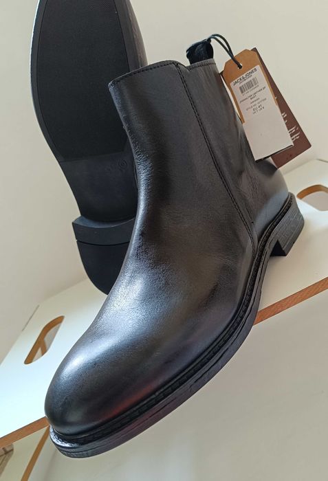 Ghete chelsea 43 plain toe Jack & Jones piele naturala moale NOI