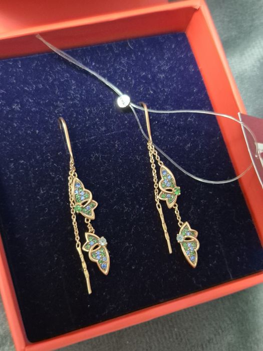 Новые золотые серьги протяжки Бабочки