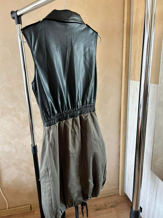 Дамски сукман с кожа