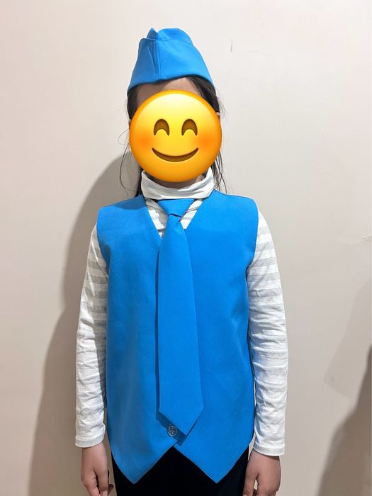 Пилотка и галстук на 9мая голубая