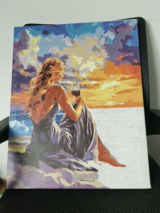 Tablou pe numere gata pictat,  Beach Girl
