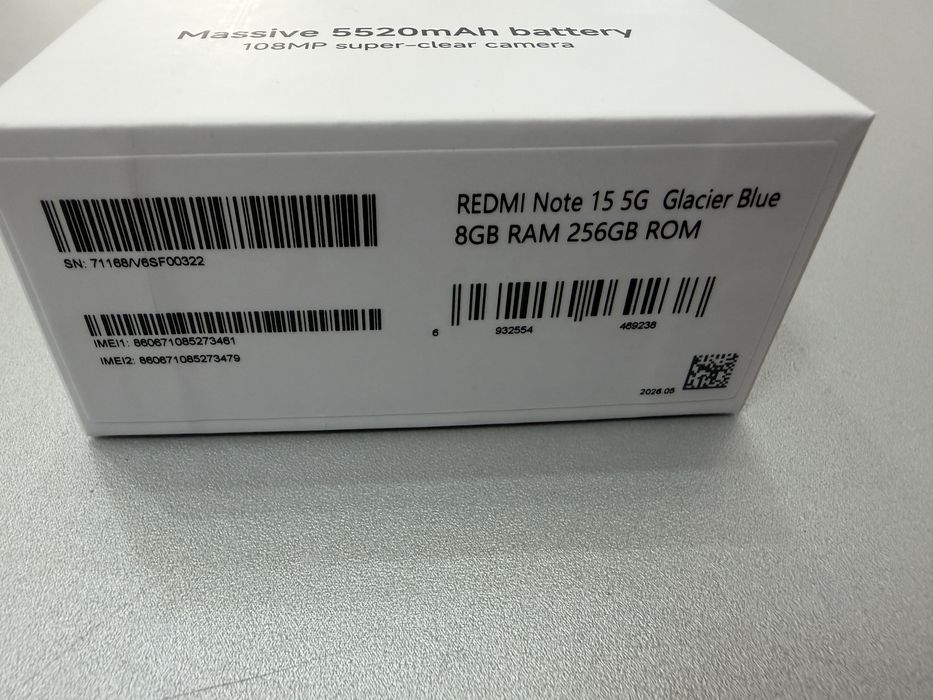 Xiaomi Redmi Note 15 5G, 256 gb, 8 gb ram, Glacier Blue, dual sim, nou la cutie