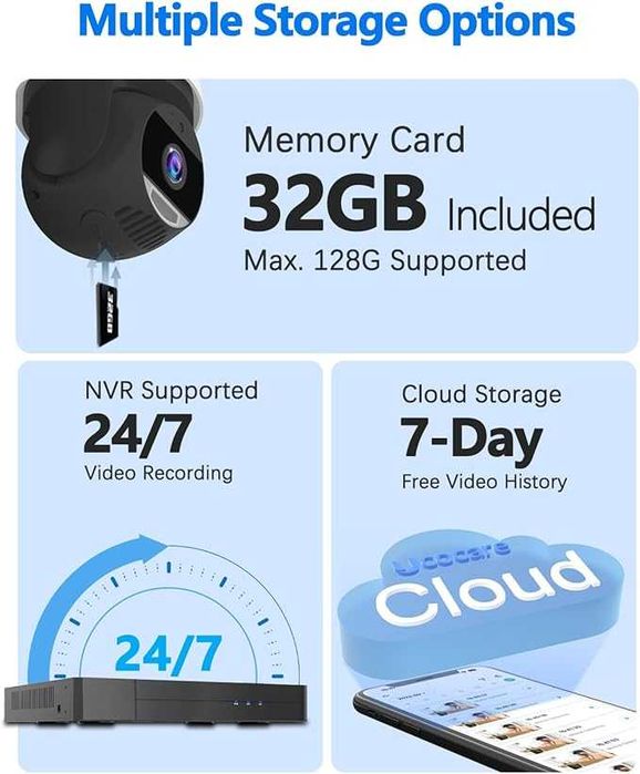 UCOCARE 5MP+32Gкарта WiFi UHD охранителна камера за външен монтаж IP67