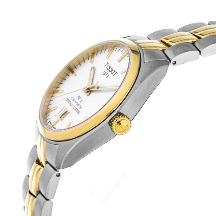 Tissot PR100 COSC white steel gold