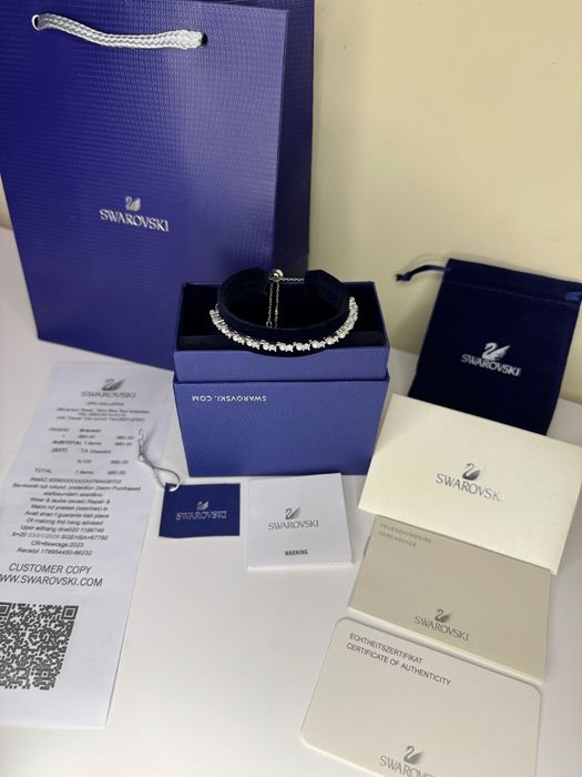 Сребриста Гривна Swarovski Matrix – Родиево покритие и Кристали