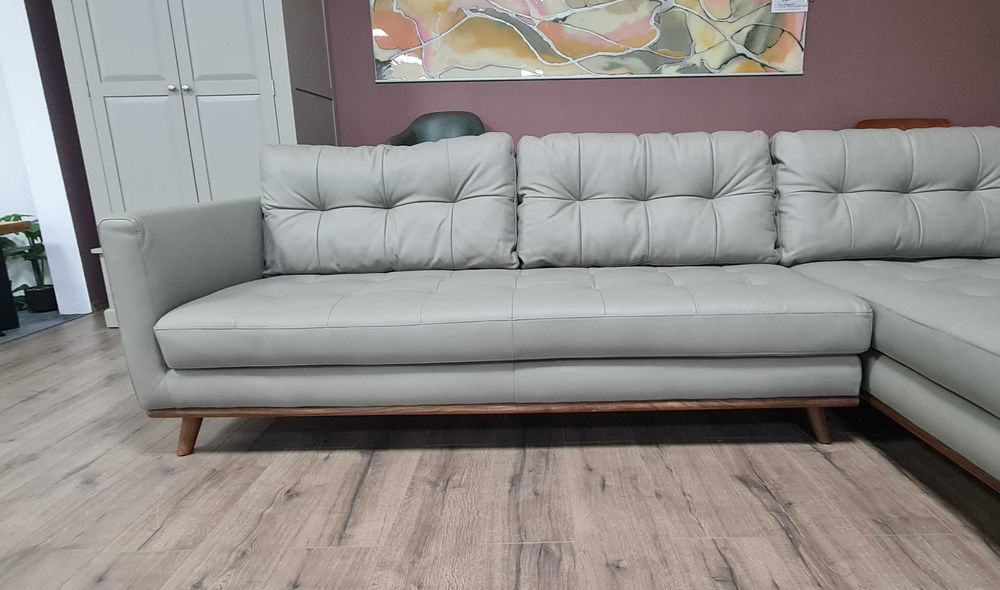 ПРОМОЦИЯ! Сив кожен ъглов диван Dwell Albi