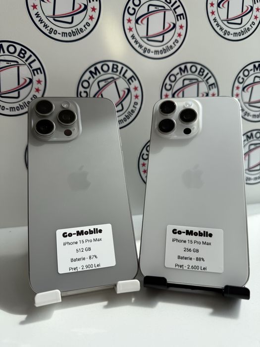 iPhone 15 Pro Max - 256GB/512GB - Natural/White - Impecabil - Garantie