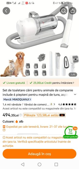 Groming set, NOU, set întreținere animalute, cu aspirator
