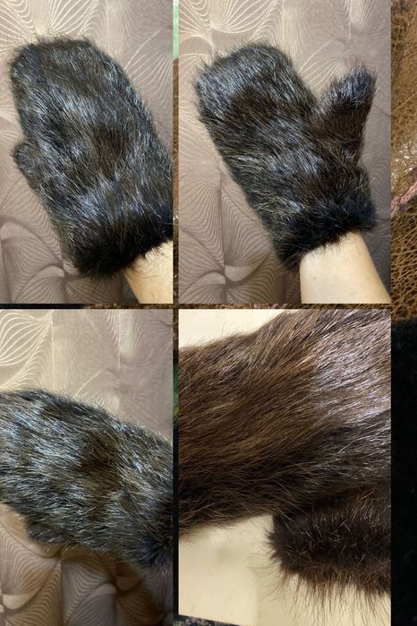 Теплые варежки меховые