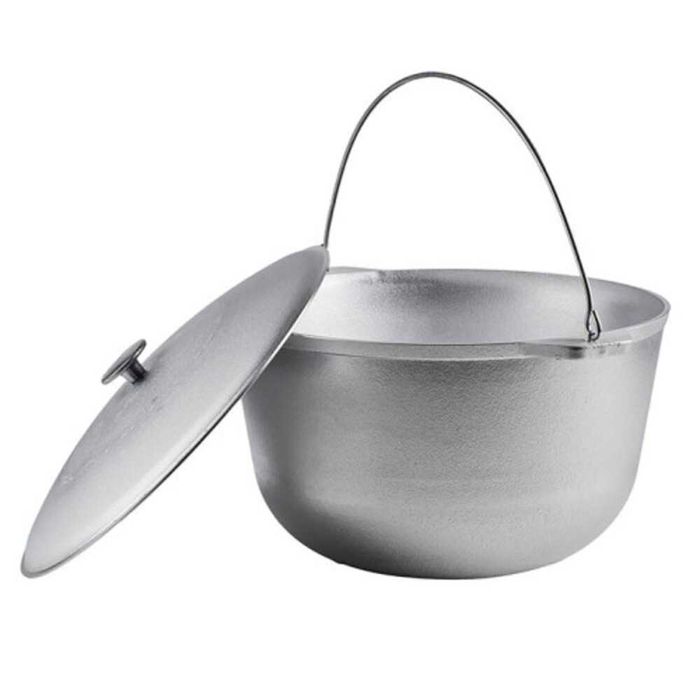 Ceaun aluminiu alimentar cu capac 16.5 litri fund plat gros D36cm H22c