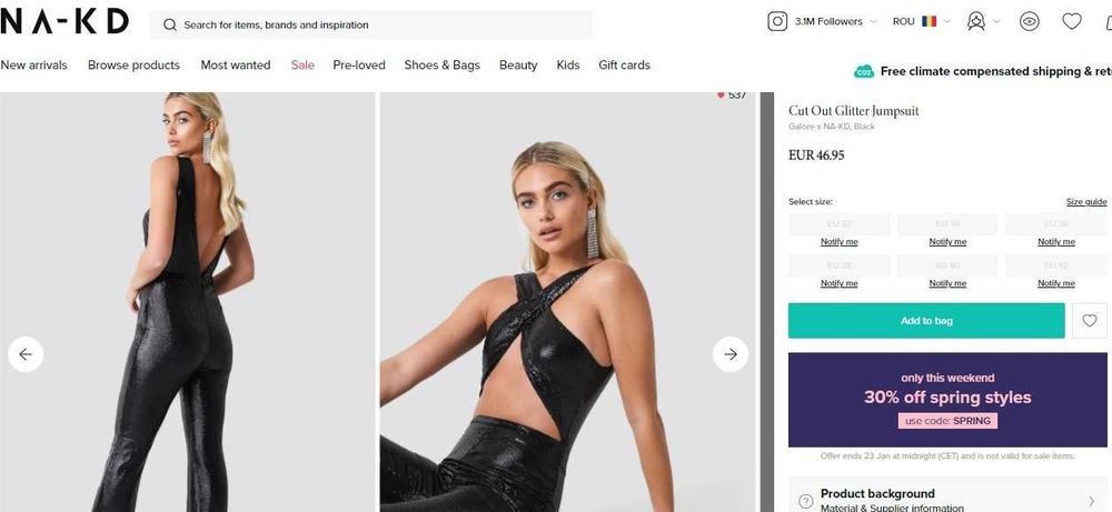 Salopeta paiete NA-KD marimea 36 NOUA!!