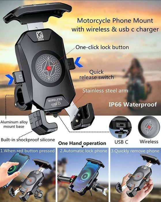 suport pentru telefon de motocicletă/bicicletă marca Kewig