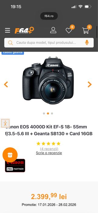 Canon EOS 4000d aparat foto video