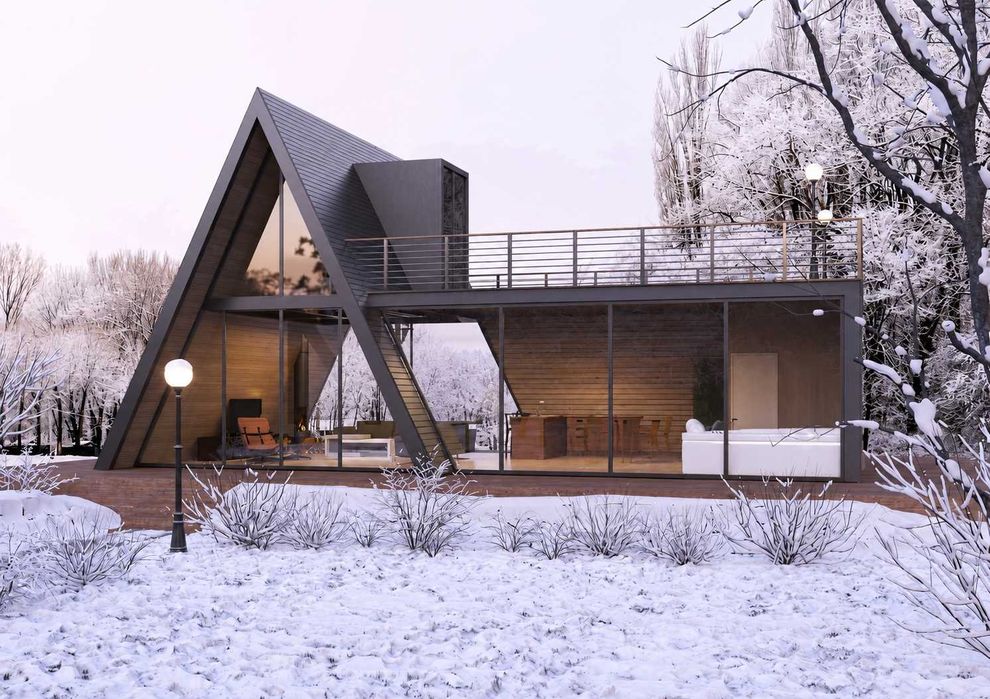 Модерна A-Frame сглобяема къща 96 м² - Модерен архитектурен проект