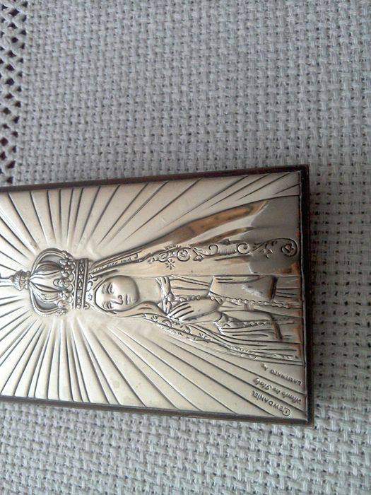 Icoana/iconiță argint marcat și lemn - 8 cm x 5 cm