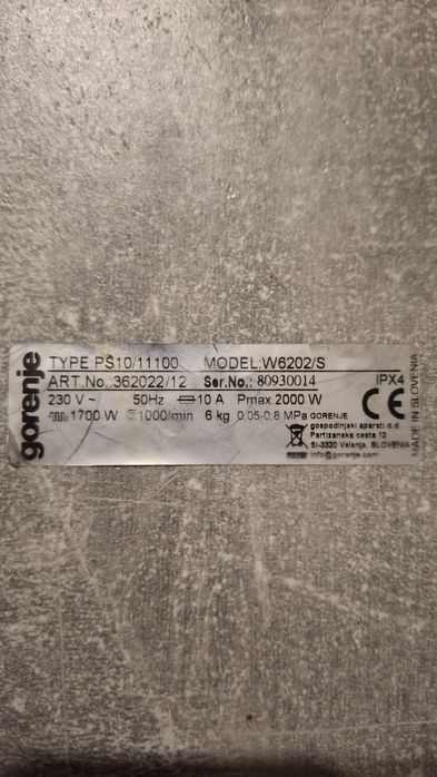 Електромотор за пералня Gorenje W6202/S