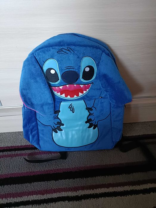 Синя раница Стич плюш