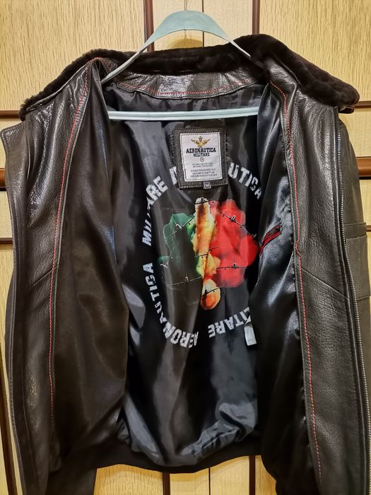 НОВО! Мъжко кожено яке Aeronautica Militare размер M