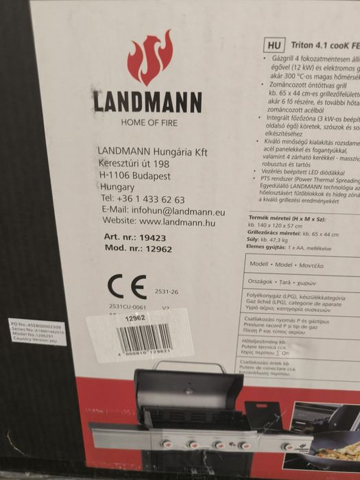 Vând Grătar pe gaz, LANDMANN TRITON 12962, 4+1