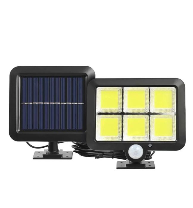 Lampă Solară 250W cu 6 COB + Senzor de Mișcare | Iluminat Exterior