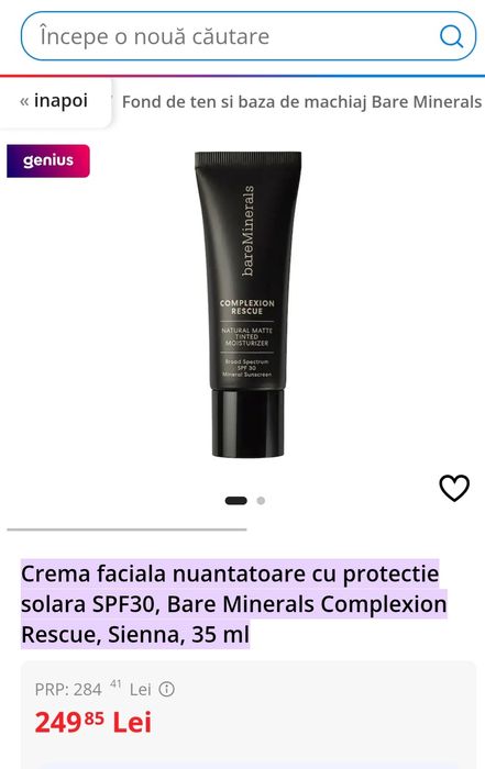 Crema faciala nuantatoare cu protectie solara SPF30, Bare Minerals Com