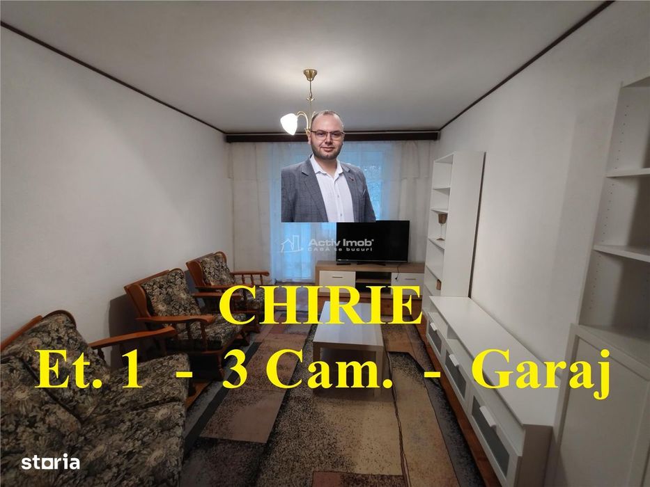 Oravita, Chirie, 3 Cam, Et. 1, Garaj Inclus, Zona Garii