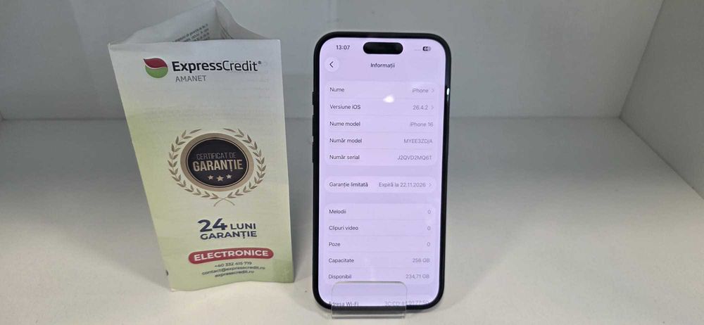 Apple Iphone  16  100% Bateria  (Ag8 Tudor/B74942) – Garantie 2 Ani!