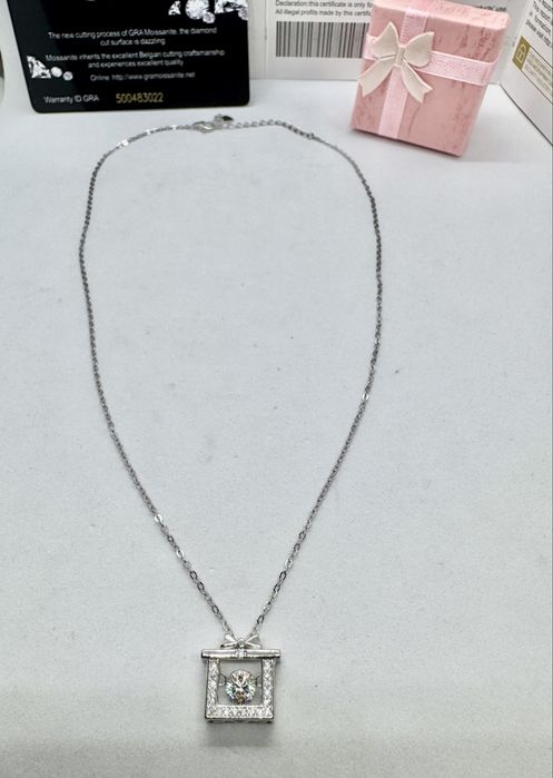 Сребърно колие с мойсанит (Диамант) 0.5 карата