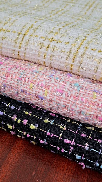 Stofă tweed cu fir metalic