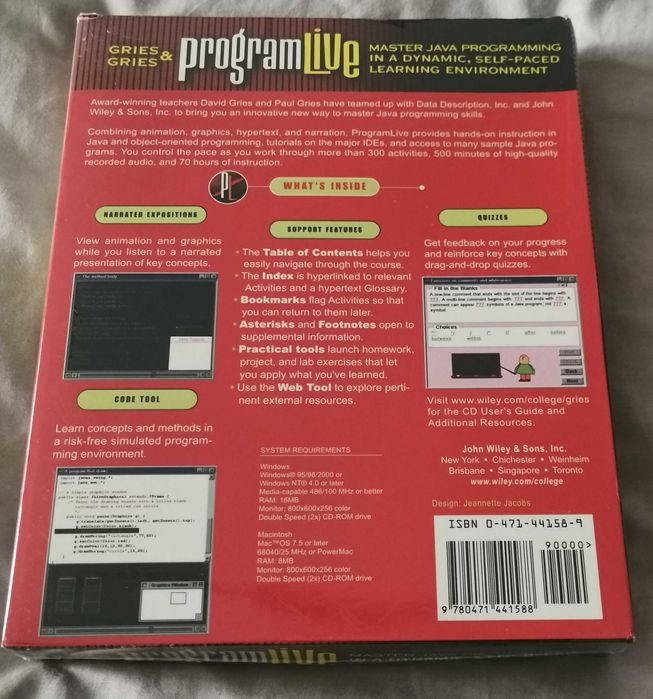 Manual + CD Master Java ProgramLive Workbook David Gries din anii 2000