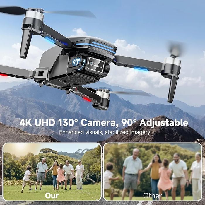Super pret! Dronă 4K Pliabilă cu Motor Brushless + 2 Baterii +  Telecomandă + Geantă, pentru copii, adulti, SIGILATA