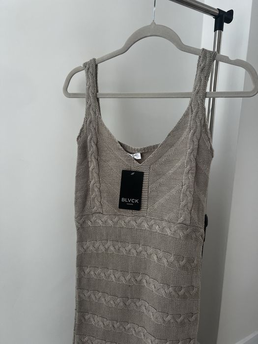 Нова плетена рокля/сукман ХС размер в бежов цвят